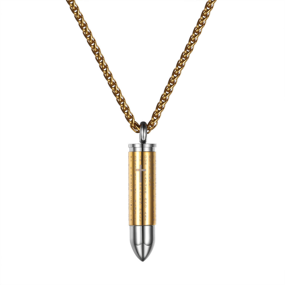 Titanium Steel Bullet Cross Necklace for Couples