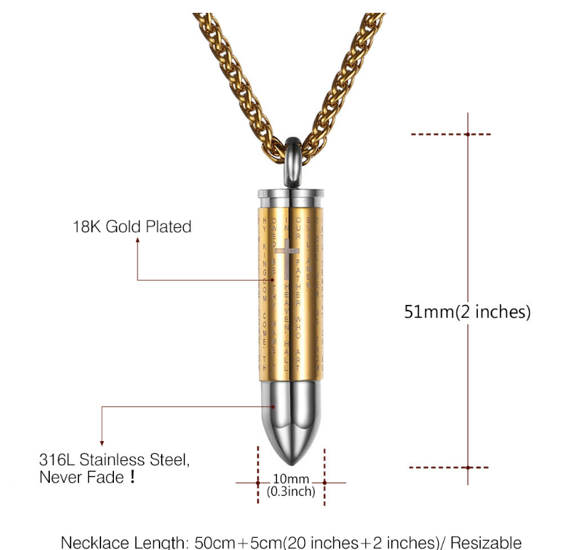 Titanium Steel Bullet Cross Necklace for Couples