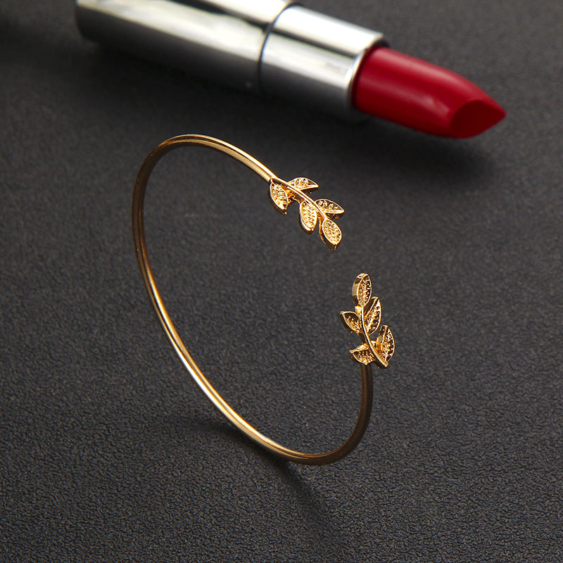 Knot Bracelet Set - Stylish Leaf & Diamond Design (4pcs)