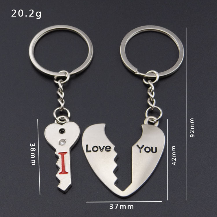 Metal Love Keychain Couple Pendant Souvenir Gift