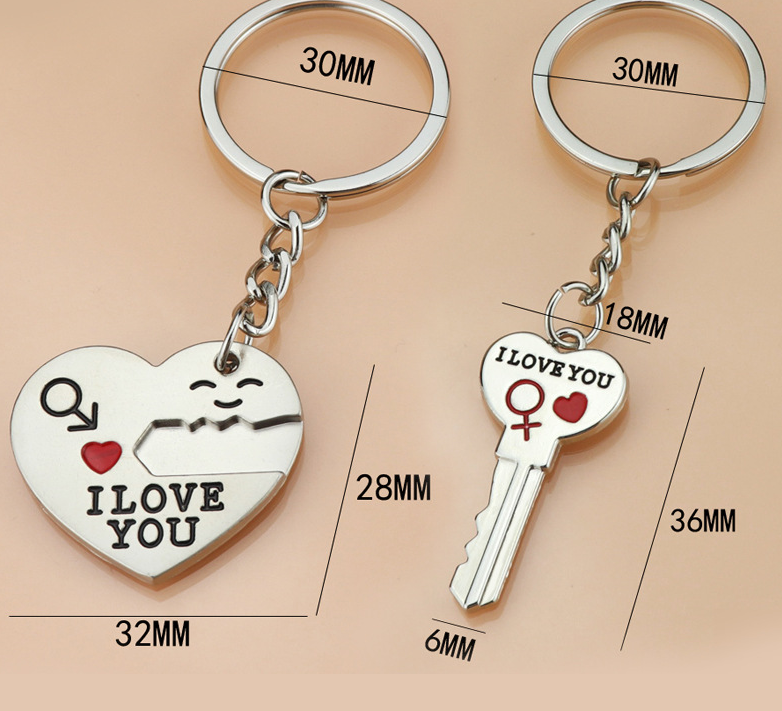 Metal Love Keychain Couple Pendant Souvenir Gift