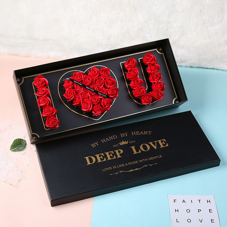 Romantic Soap Flower Gift Box – 'I Love You' Heart for Christmas & Valentine's Day