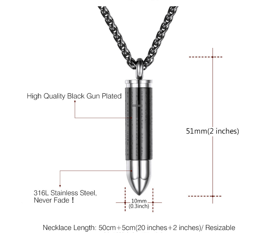 Titanium Steel Bullet Cross Necklace for Couples