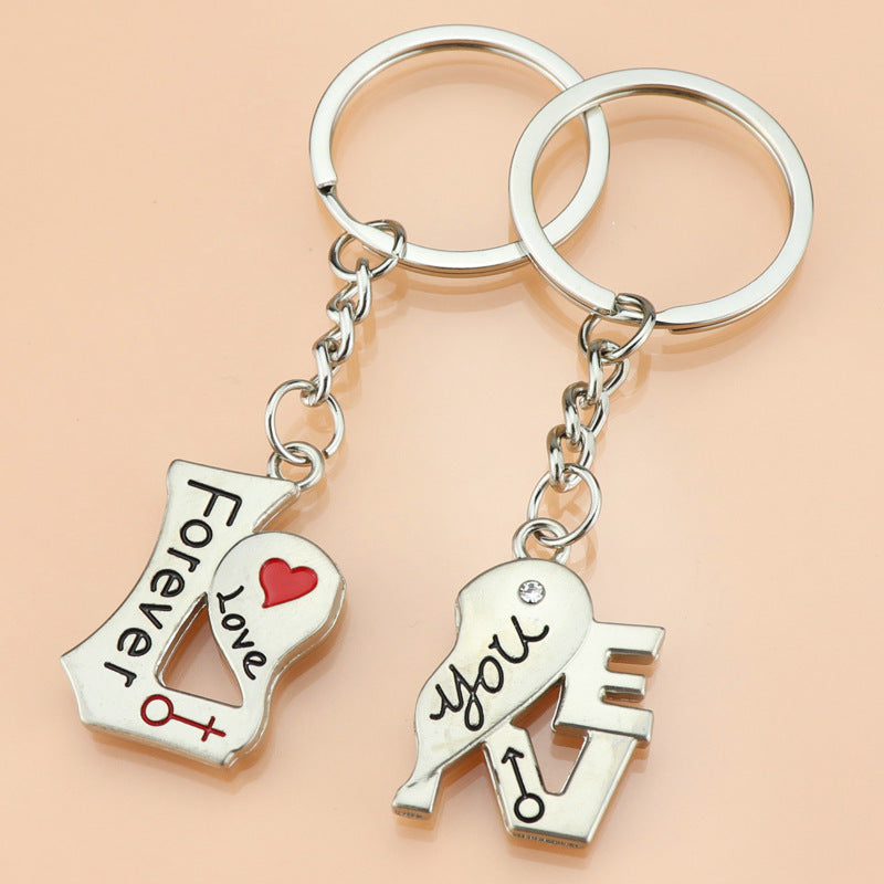 Metal Love Keychain Couple Pendant Souvenir Gift