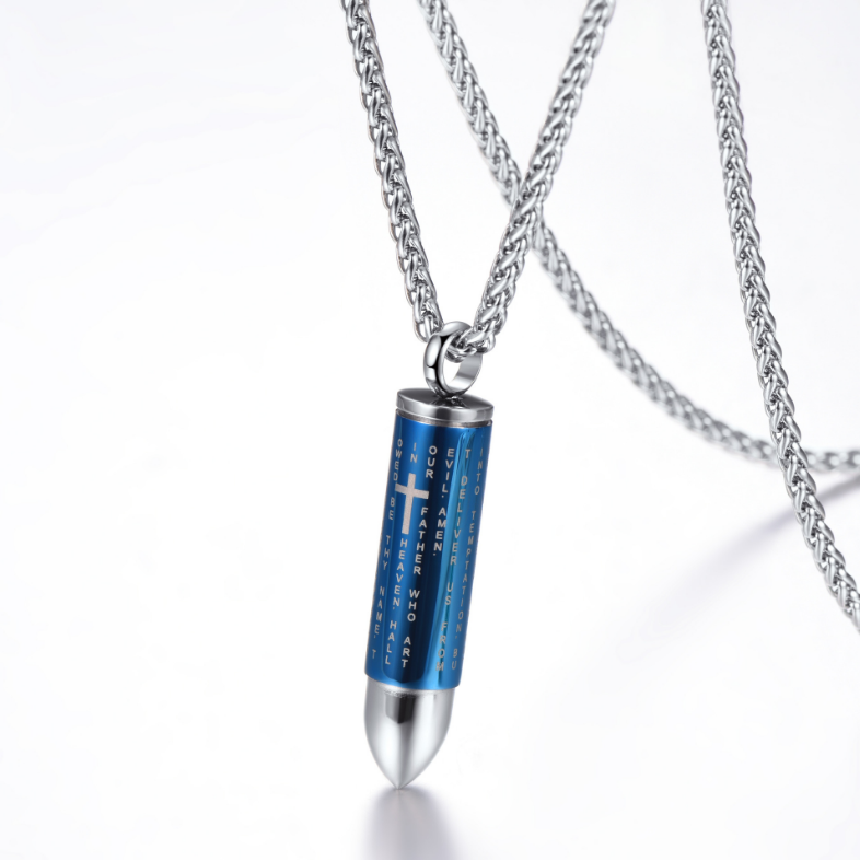 Titanium Steel Bullet Cross Necklace for Couples