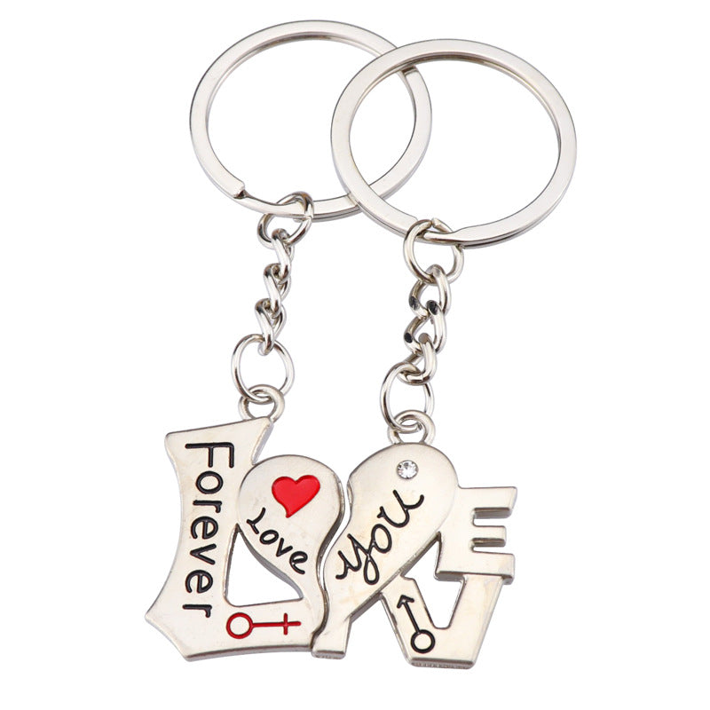 Metal Love Keychain Couple Pendant Souvenir Gift