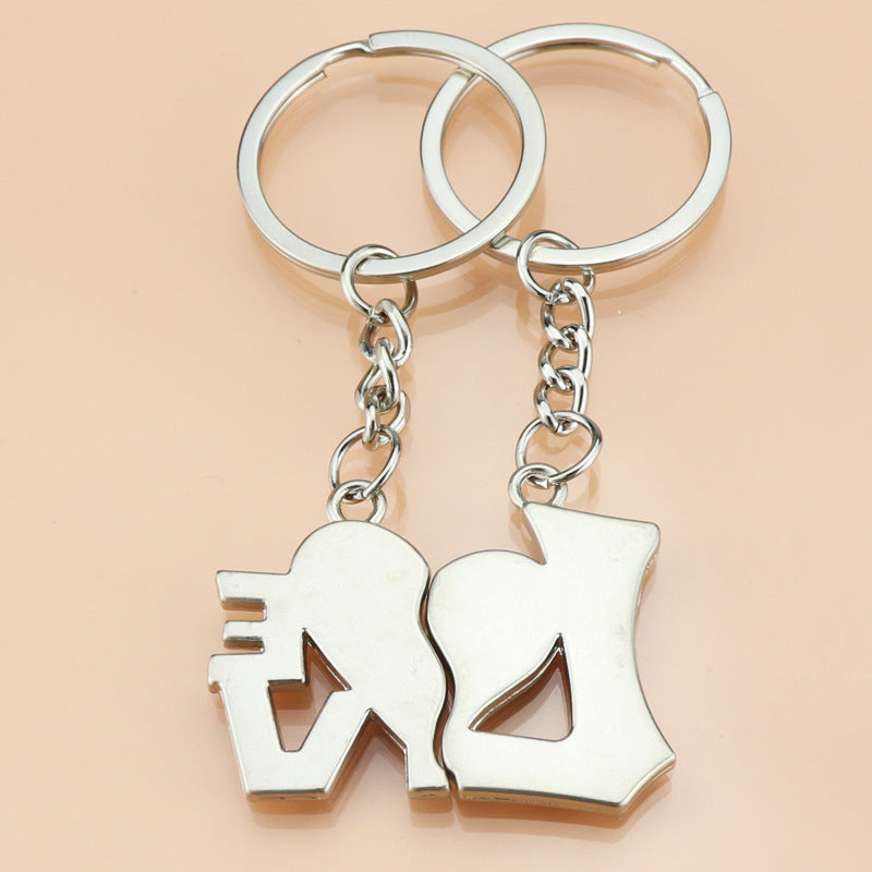Metal Love Keychain Couple Pendant Souvenir Gift