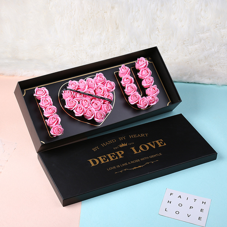 Romantic Soap Flower Gift Box – 'I Love You' Heart for Christmas & Valentine's Day