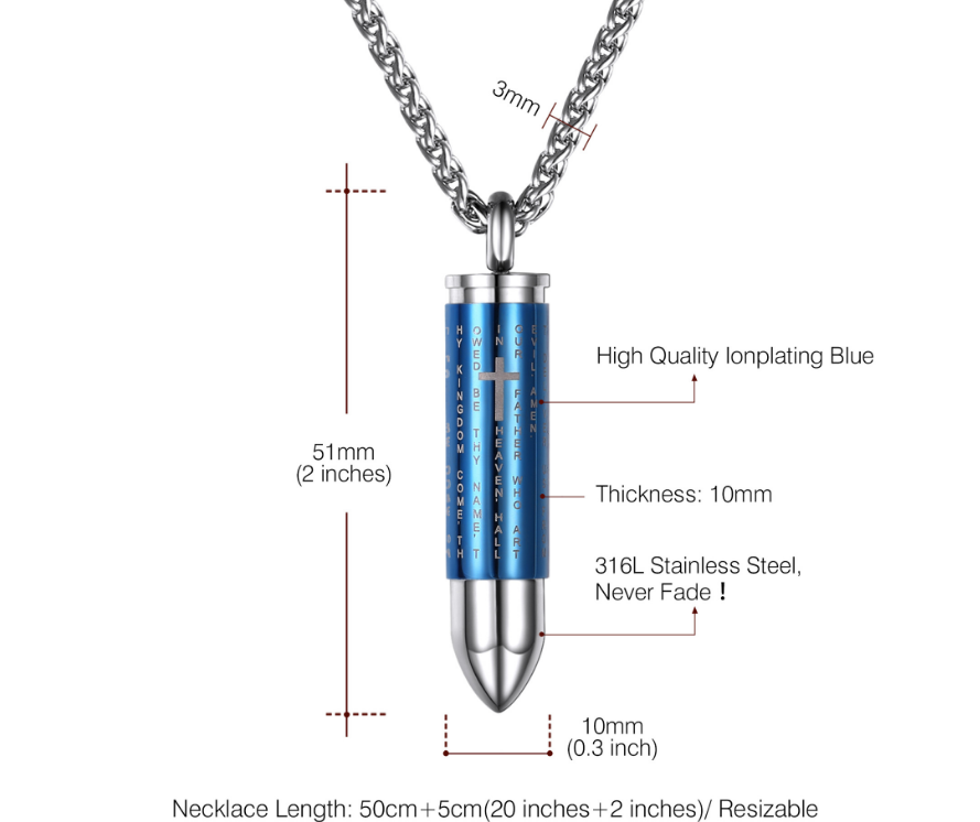 Titanium Steel Bullet Cross Necklace for Couples