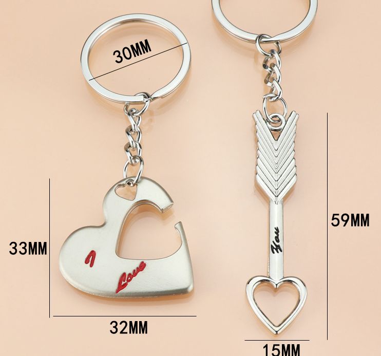Metal Love Keychain Couple Pendant Souvenir Gift