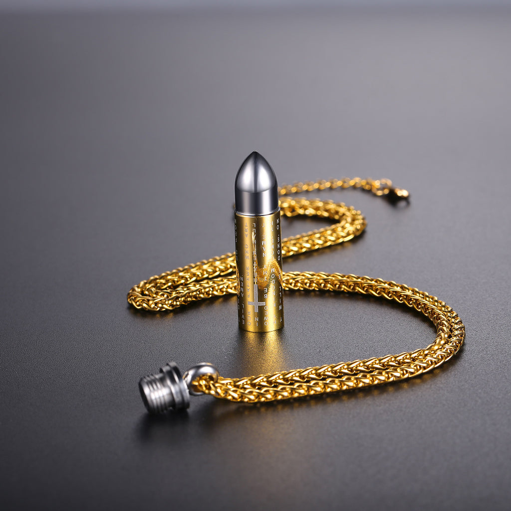 Titanium Steel Bullet Cross Necklace for Couples