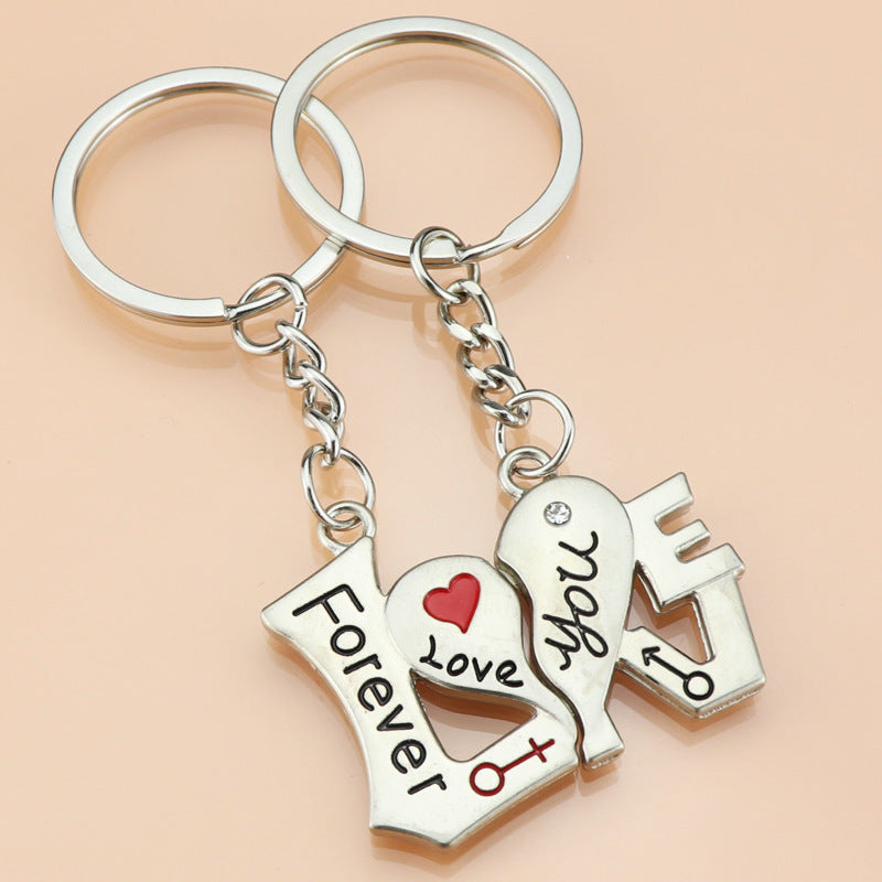 Metal Love Keychain Couple Pendant Souvenir Gift
