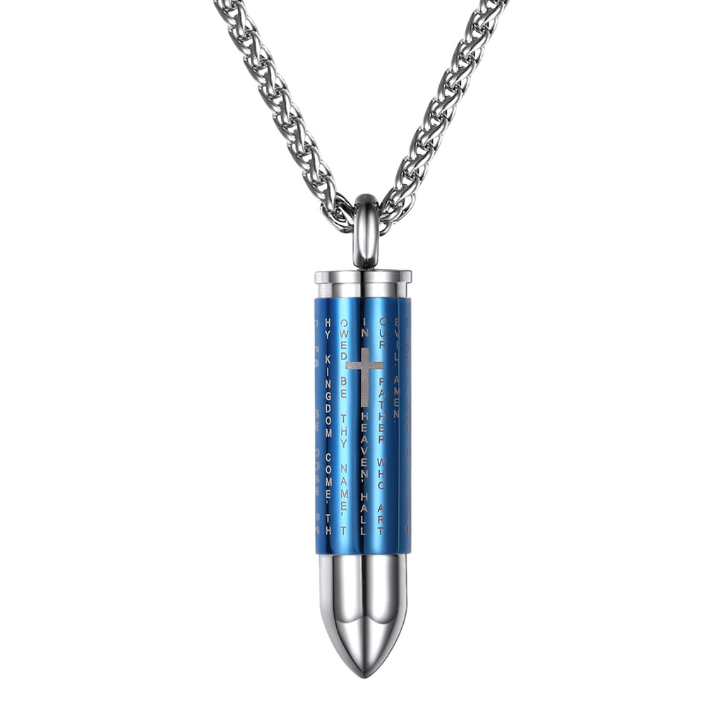 Titanium Steel Bullet Cross Necklace for Couples