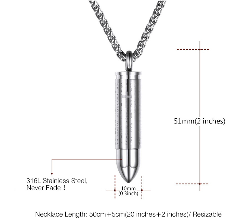 Titanium Steel Bullet Cross Necklace for Couples